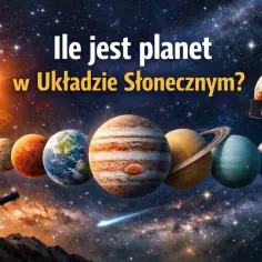Słońce i planety Układu Słonecznego, w tym Ziemia i Jowisz. Obok Plutona napis "Pluton". Ile jest planet?