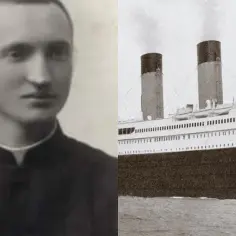 Młody ksiądz i majestatyczny statek, który zatonął w tragiczną noc, kiedy zatonął Titanic.