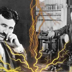 Nikola Tesla i Thomas Edison, dwaj giganci elektryczności, w starciu o to, kto wymyślił prąd stały.